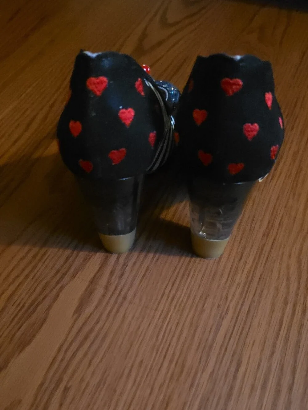 Irregular Choice Black Glitter Bow Strawberry Accent Flats